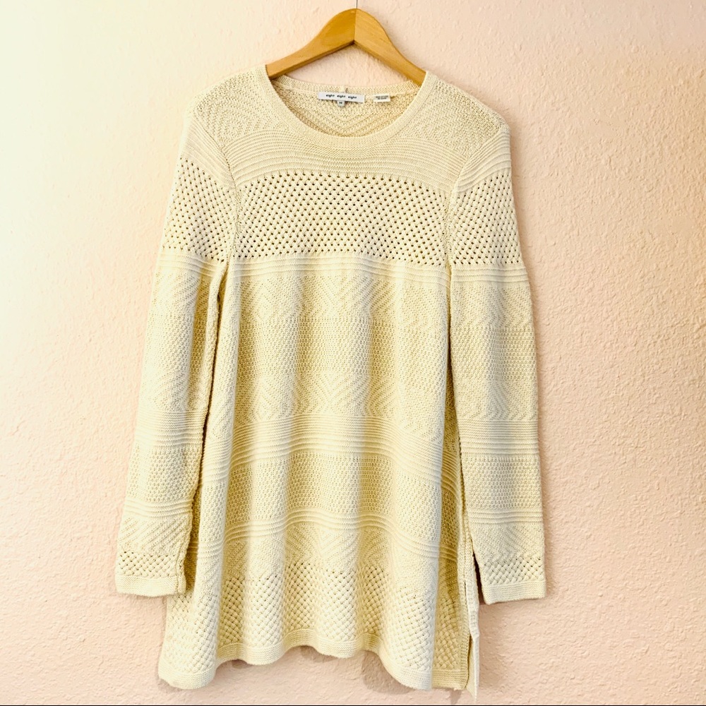Eight Eight Eight Off White Cotton Spring Sweater